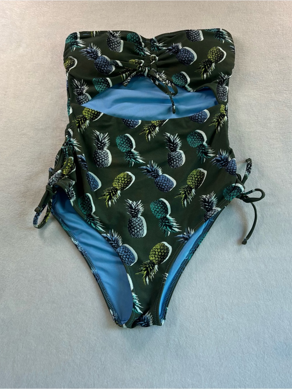 aerie Dark Green Pineapple Print One-Piece Swimsuit